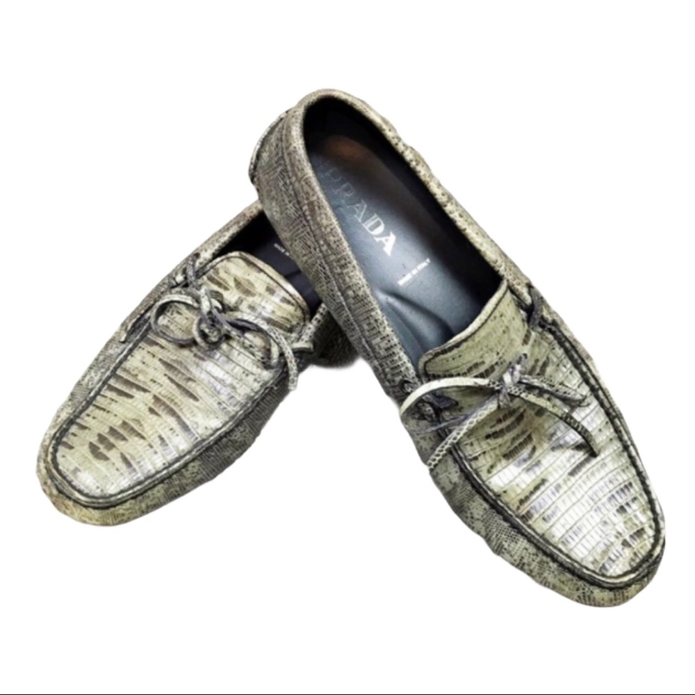 Prada men's loafer Driving moc Shoe size 9.5 snake